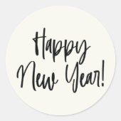 Aangepast kleurenhandschrift Gelukkig nieuwjaar te Ronde Sticker (Voorkant)