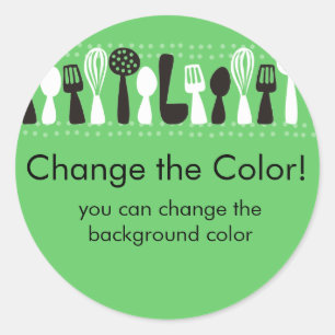 aangepast kleurenkookgereedschap cadeausticker voo ronde sticker