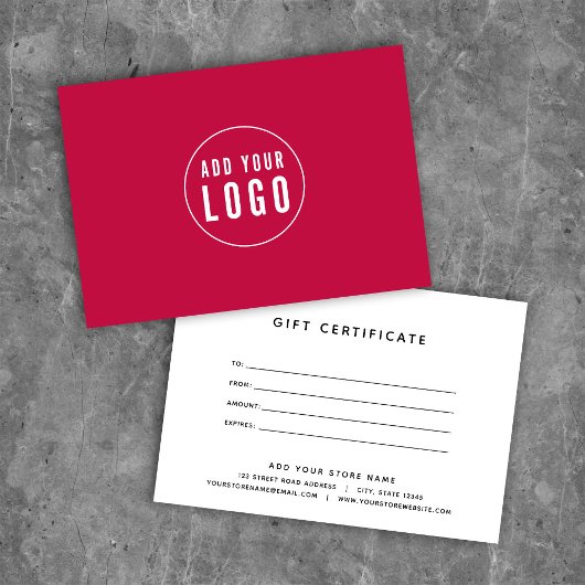 Aangepast kleurenmodern Logo Cadeaubon toevoegen