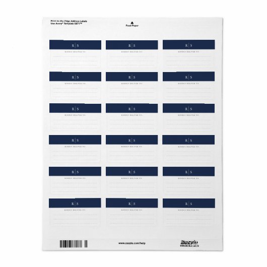 Aangepast kleurenmonogram etiket (Full Sheet)