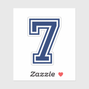 Aangepast kleurennummer zeven 7-sportlettertype sticker