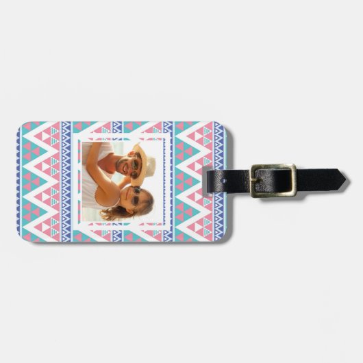 Aangepast kleurenpatroon foto op basis van tribale bagagelabel (Voorkant horizontaal)