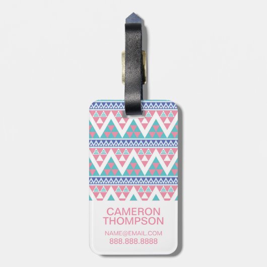 Aangepast kleurenpatroon foto op basis van tribale bagagelabel (Achterkant verticaal)