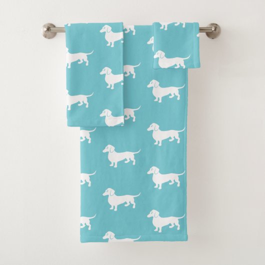 Aangepast kleurenpatroon voor dachshund, vers Aqua Bad Handdoek (Insitu)