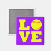 Aangepast kleurensoftball Love Fridge Magnet (Voorkant / Achterkant)