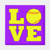 Aangepast kleurensoftball Love Fridge Magnet (Voorkant)