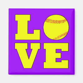 Aangepast kleurensoftball Love Fridge Magnet