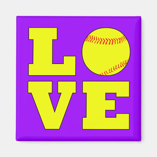 Aangepast kleurensoftball Love Fridge Magnet (Voorkant)