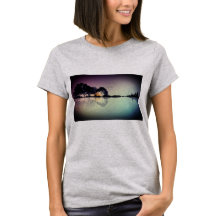 Aangepast kleurenzwart gitaarwaterreflectie T-Shir