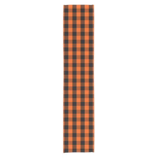 Aangepast kleurenzwart Oranje Gingham Check Patter Korte Tafelloper (Voorkant)