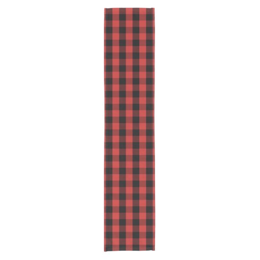 Aangepast kleurenzwart rood gingham-controlepatroo korte tafelloper (Voorkant)