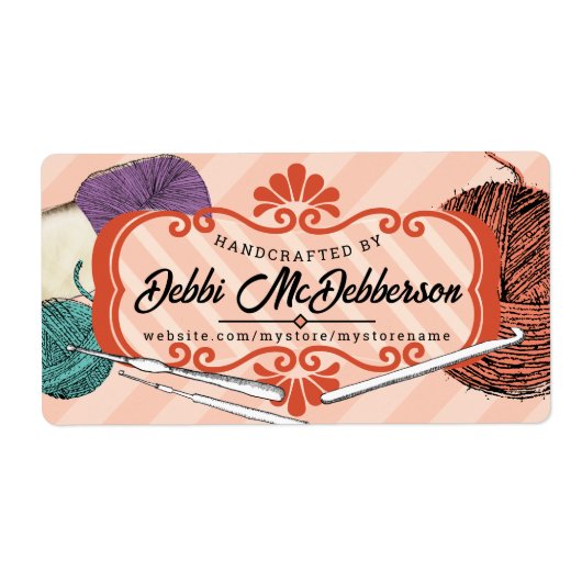 aangepast kleurgaren schuint haksteenkoraal etiket (Voorkant)