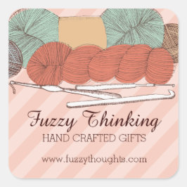 aangepast kleurgaren schuint haksteenkoraal vierkante sticker