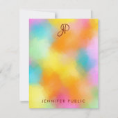 Aangepast kleurig Abstract handgeschreven monogram Notitiekaartje (Voorkant)