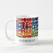 Aangepast kleurig blauw Oranje Paars Retropatroon Koffiemok (Links)