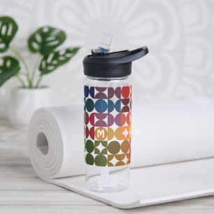 Aangepast kleurig blauw Oranje Paars Retropatroon Waterfles