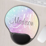 Aangepast kleurig glitter Iridescent Elegant Gel Muismat<br><div class="desc">U kunt dit elegante kleurrijke bokglitterpatroon eenvoudig personaliseren met uw eigen naam en/of monogram.</div>