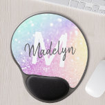 Aangepast kleurig glitter Iridescent Elegant Gel Muismat<br><div class="desc">U kunt dit elegante kleurrijke bokglitterpatroon eenvoudig personaliseren met uw eigen naam en/of monogram.</div>