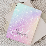 Aangepast kleurig glitter Iridescent Elegant iPad Pro Cover<br><div class="desc">U kunt dit elegante kleurrijke bokglitterpatroon eenvoudig personaliseren met uw eigen naam en/of monogram.</div>