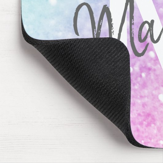 Aangepast kleurig glitter Iridescent Elegant Muismat (Hoek)