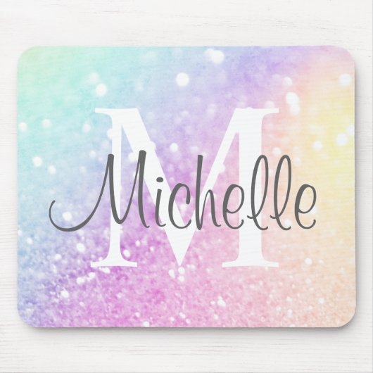 Aangepast kleurig glitter Iridescent Elegant Muismat (Voorkant)