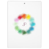 Aangepast kleurig monogram Moderne Elegant Sjabloo Klembord (Achterkant)