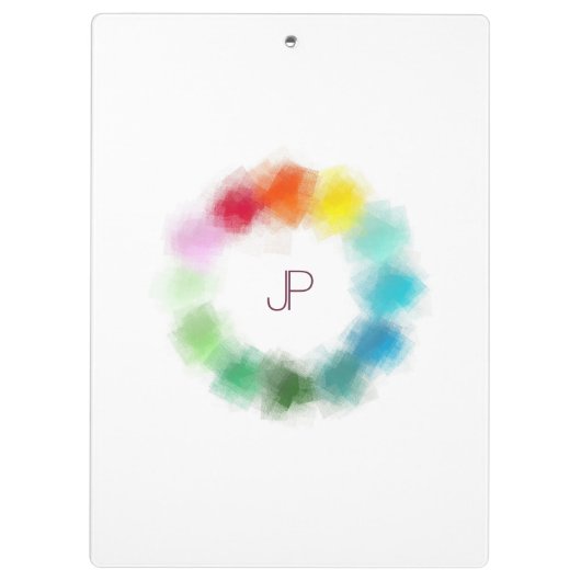 Aangepast kleurig monogram Moderne Elegant Sjabloo Klembord (Achterkant)