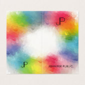 Aangepast kleurig monogram Moderne Elegant Sjabloo Visitekaartje (Buitenkant ongevouwen)