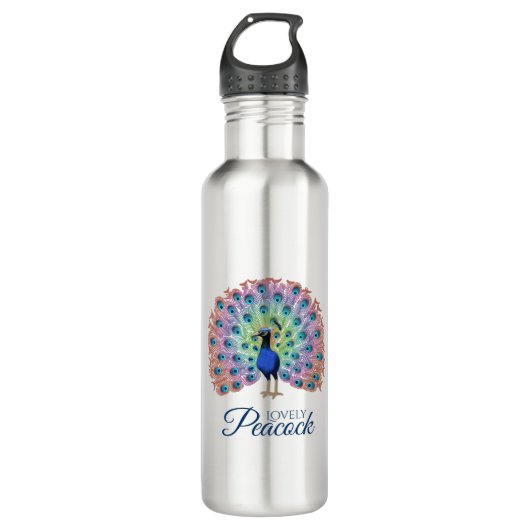 Aangepast kleurig pacock waterfles  (Voorkant)