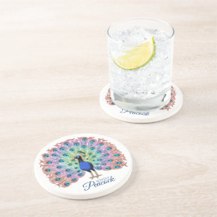 Aangepast kleurig pacock zandsteen onderzetter