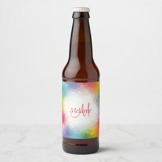 Aangepast kleurrijk Abstract monogram voor moderne Bier Etiket (Voorkant)