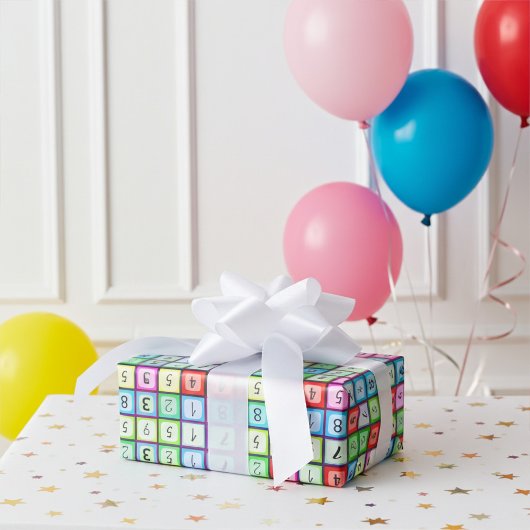 Aangepast kleurrijk alfabet, nummer voor de verjaa cadeaupapier