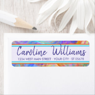 Aangepast kleurrijk Bohemian Marble Waves Patroon Etiket