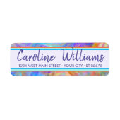 Aangepast kleurrijk Bohemian Marble Waves Patroon Etiket (Voorkant)