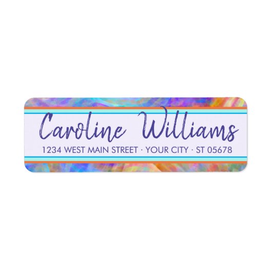 Aangepast kleurrijk Bohemian Marble Waves Patroon Etiket (Voorkant)