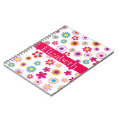 Aangepast kleurrijk flessenpatroon roze wit notitieboek (Linkerzijde)