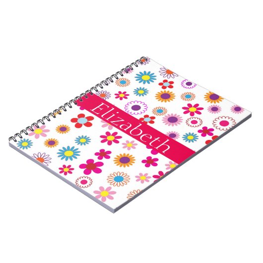 Aangepast kleurrijk flessenpatroon roze wit notitieboek (Linkerzijde)