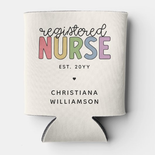 Aangepast kleurrijk geregistreerd zurenRN Afstuder Blikjeskoeler (Voorkant)