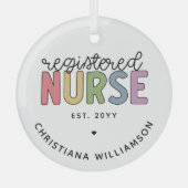 Aangepast kleurrijk geregistreerd zurenRN Afstuder Glas Ornament (Voorkant)