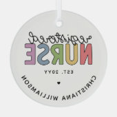 Aangepast kleurrijk geregistreerd zurenRN Afstuder Glas Ornament (Achterkant)