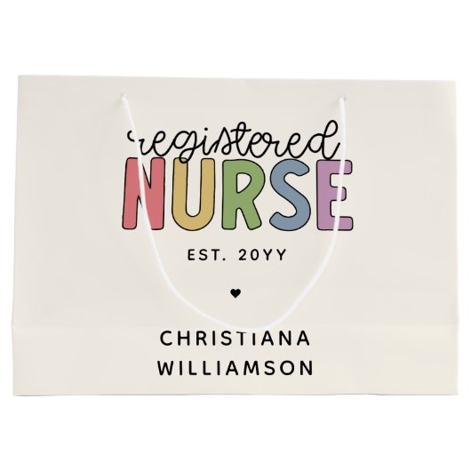 Aangepast kleurrijk geregistreerd zurenRN Afstuder Groot Cadeauzakje (Achterkant)