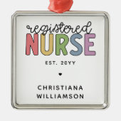 Aangepast kleurrijk geregistreerd zurenRN Afstuder Metalen Ornament (Voorkant)