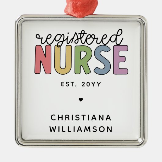 Aangepast kleurrijk geregistreerd zurenRN Afstuder Metalen Ornament (Voorkant)