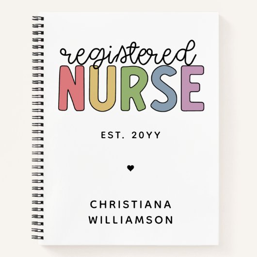 Aangepast kleurrijk geregistreerd zurenRN Afstuder Notitieboek (Voorkant)
