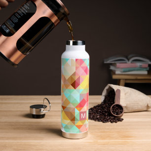 Aangepast kleurrijk hipster-veelhoekpatroon voor F Waterfles