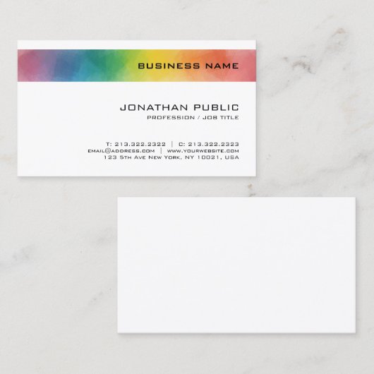 Aangepast, kleurrijk, modern, minimaal ontwerp visitekaartje (Voorkant / Achterkant)