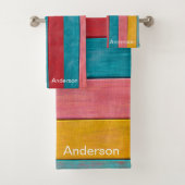 Aangepast, kleurrijk, nautisch, anker strand Rusti Bad Handdoek (Insitu)