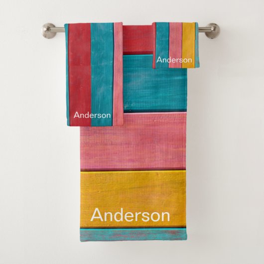 Aangepast, kleurrijk, nautisch, anker strand Rusti Bad Handdoek (Insitu)