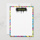 Aangepast Kleurrijk Neon Graffiti Straatkunst Patr Notitiekaartje (Voorkant)