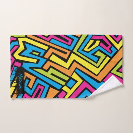 Aangepast kleurrijk Neon Graffiti Street Art Patro Bad Handdoek (Handdoek)